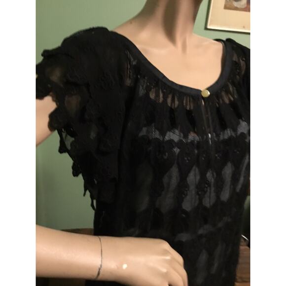ALICE By TEMPERLEY Black Cotton lace Sheer Tunic Top Sz2 NWT Retail $145 - Picture 10 of 12